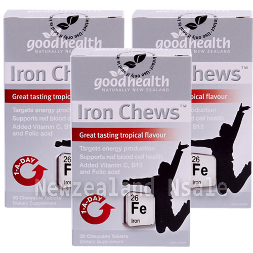 (오더베이스) 굿헬스 철분(Iron chews) 30정 츄어블 태블릿 3통