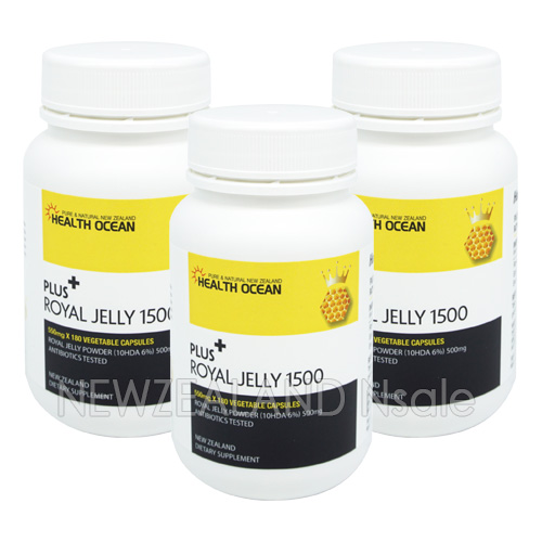 (유통기한26.4월)헬스오션 플러스 로얄제리 1500 (10HDA 6%)고농축 식물성캡슐 180캡슐 3통 (10%할인)