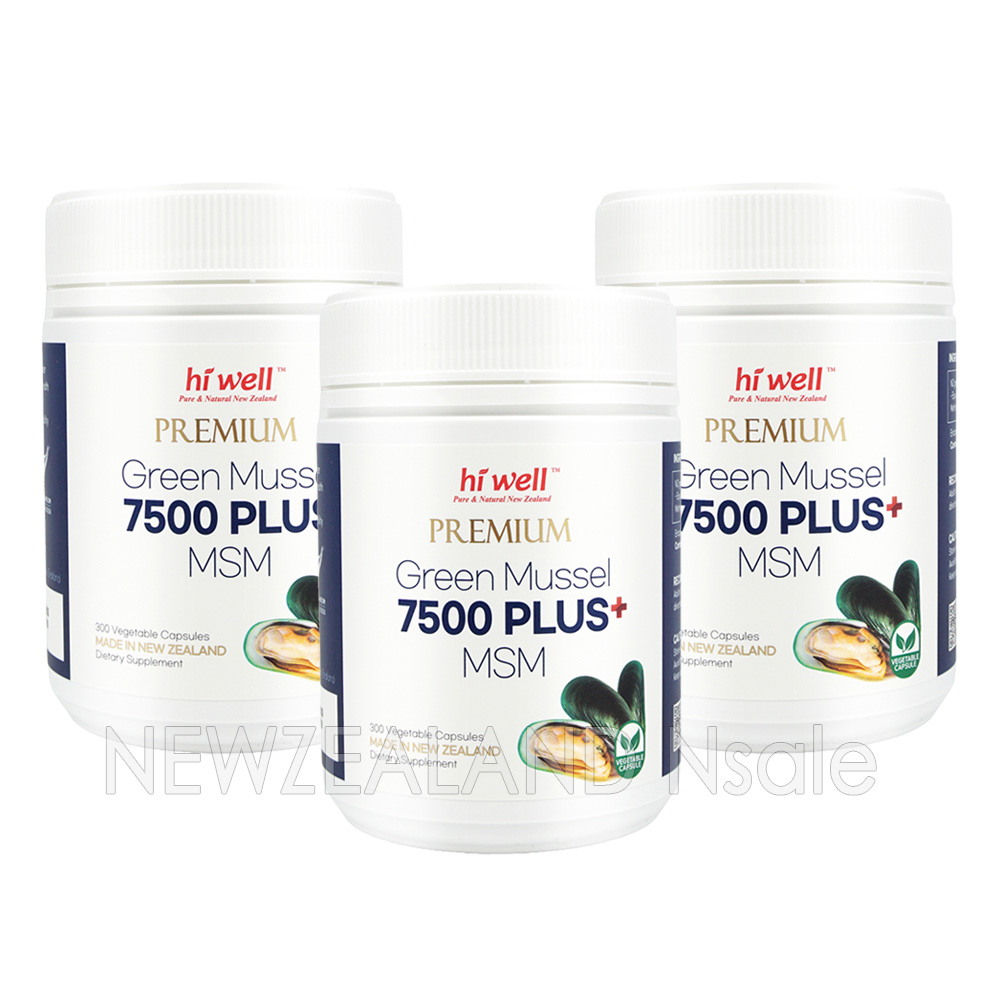 [20% 할인행사] 하이웰 프리미엄 초록입홍합 7500mg 플러스 MSM 300베지캡슐 3통