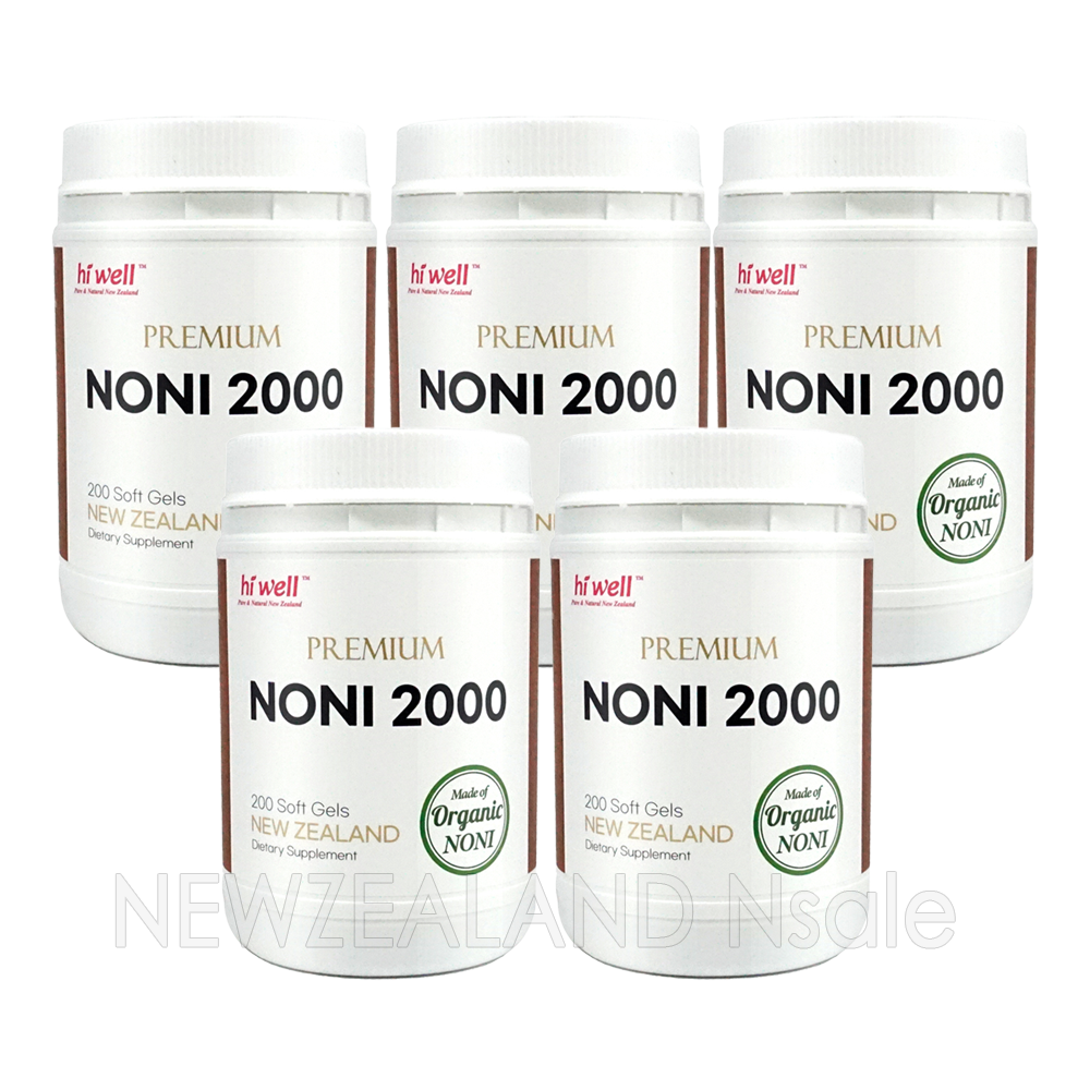 [20% 할인행사] 하이웰 프리미엄 유기농 노니캡슐 2000mg 200캡슐 5통