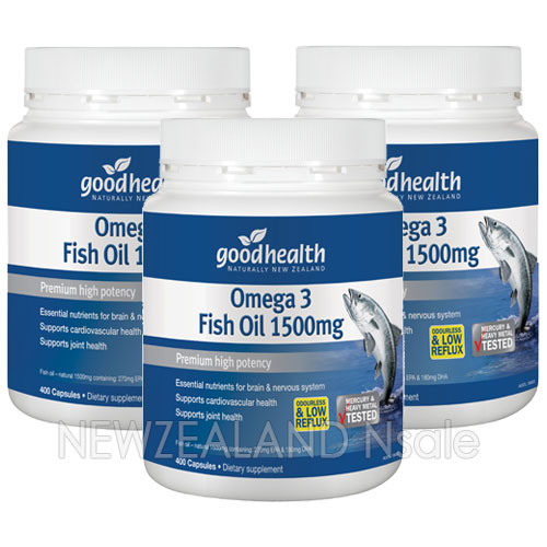 굿헬스 오메가3 피쉬 오일 1500mg 400캡슐 3통